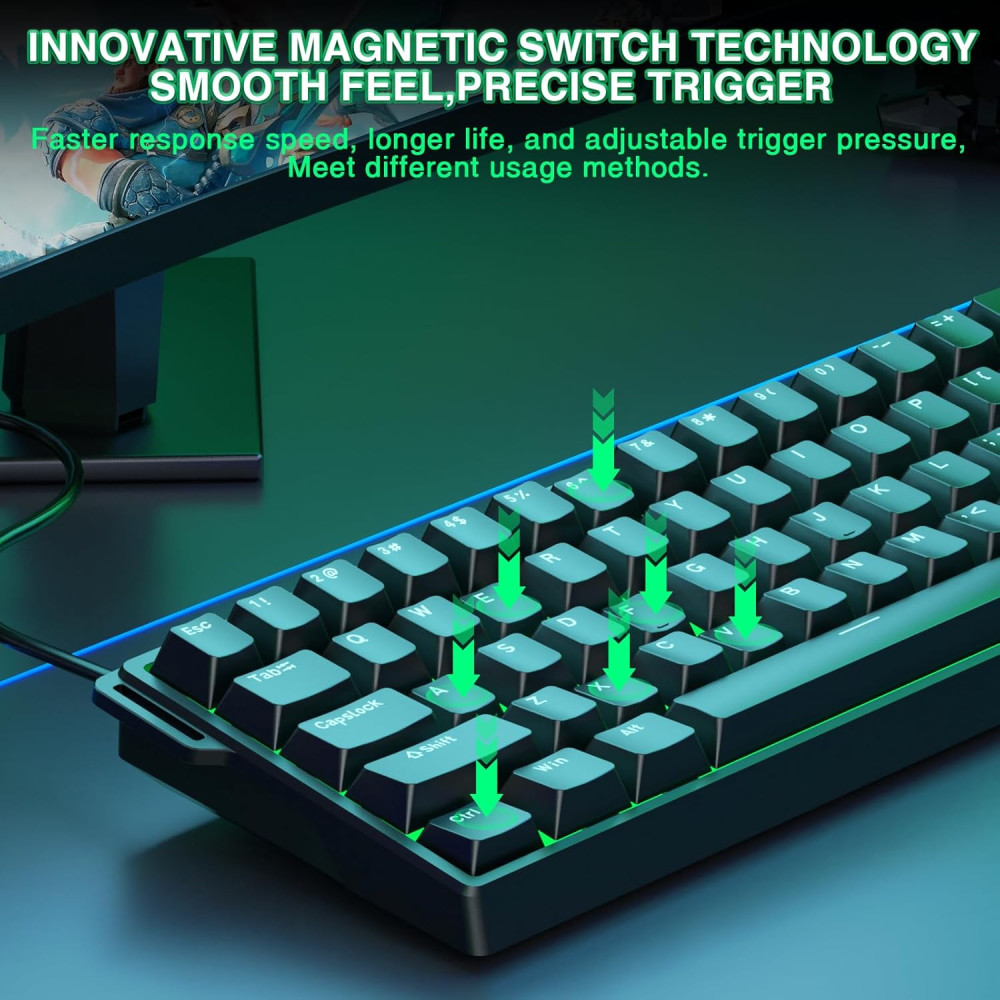 Магнітна ігрова клавіатура Madlions 60 % кабельна з RGB та Rapid Trigger