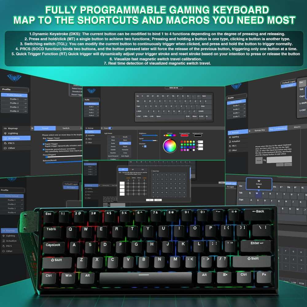 Магнітна ігрова клавіатура Madlions 60 % кабельна з RGB та Rapid Trigger