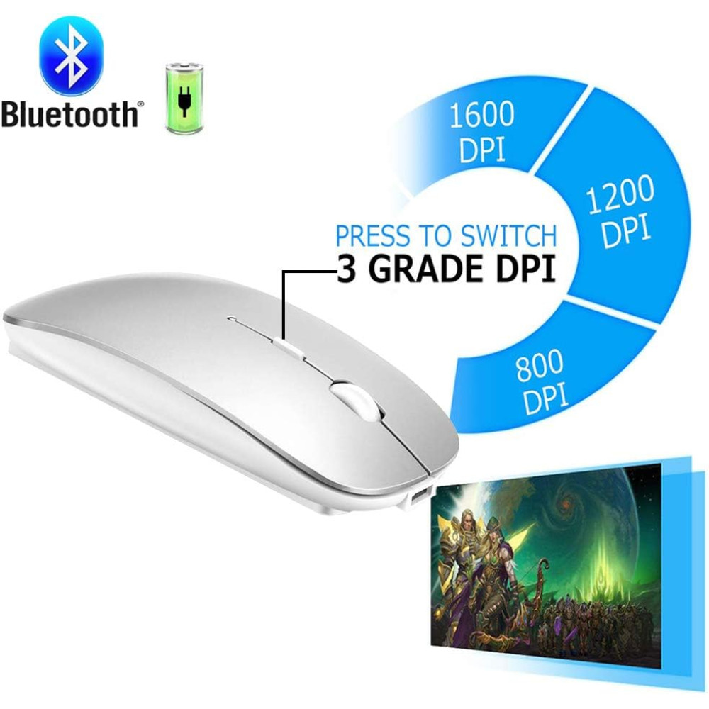 Беспроводная мышь KLO Bluetooth+ USB+Type-C для ноутбука MacBook ПК iPad