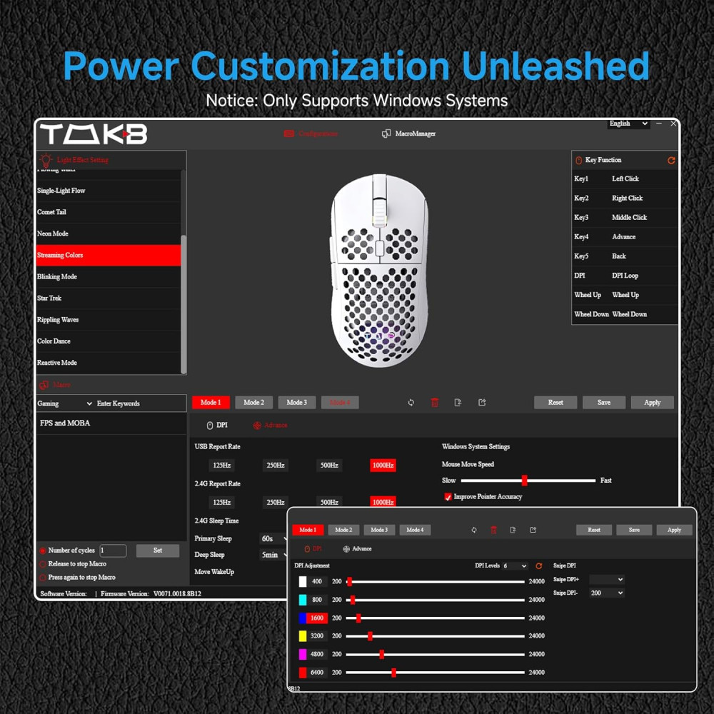 Ігрова бездротова миша TMKB Falcon M1 24000 DPI RGB три режими підключення