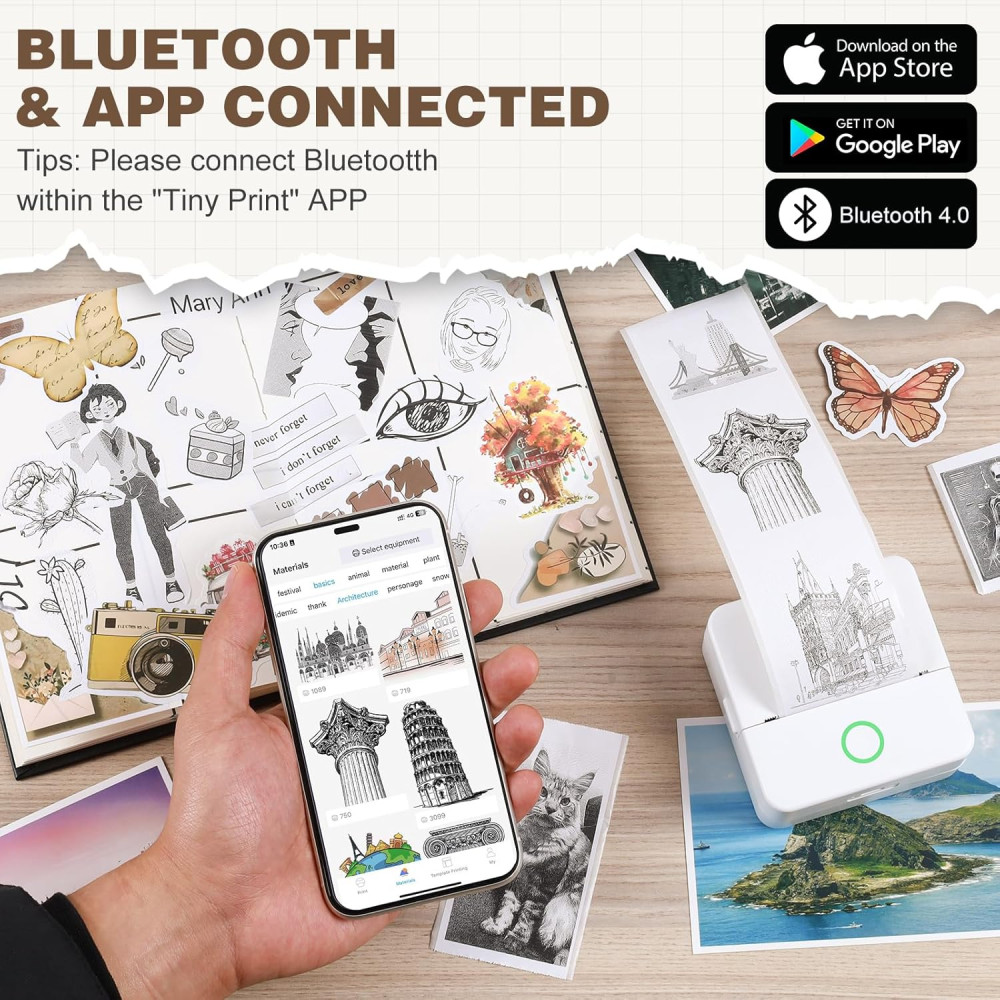 Мини термопринтер Cudinham X6 Bluetooth для стикеров без чернил