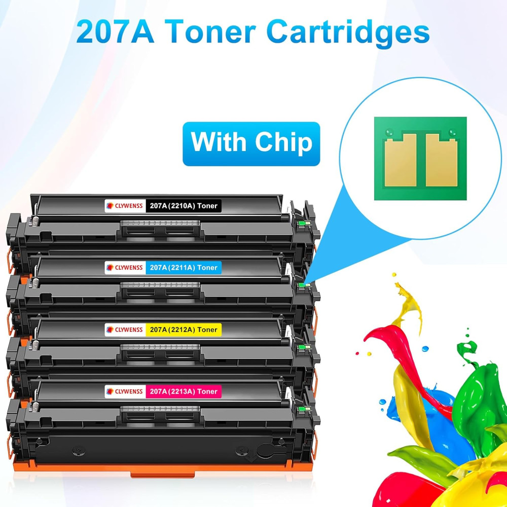 Тонер-картридж 207A 207X, 4 тонер-картриджа без чипа, для принтера LaserJet Pro MFP