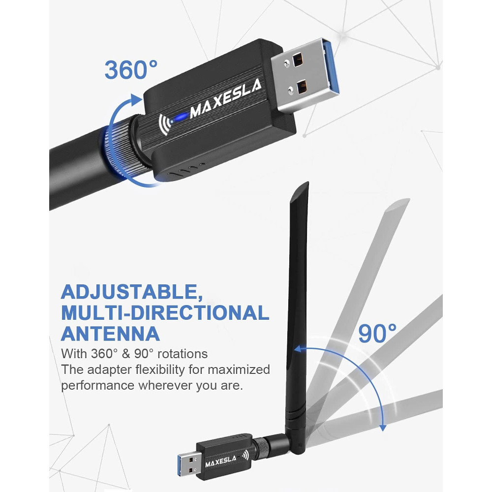 Wi-Fi сетевой адаптер Maxesla AC1200 USB 3 0 с мощной 5dBi антенной двухдиапазонный