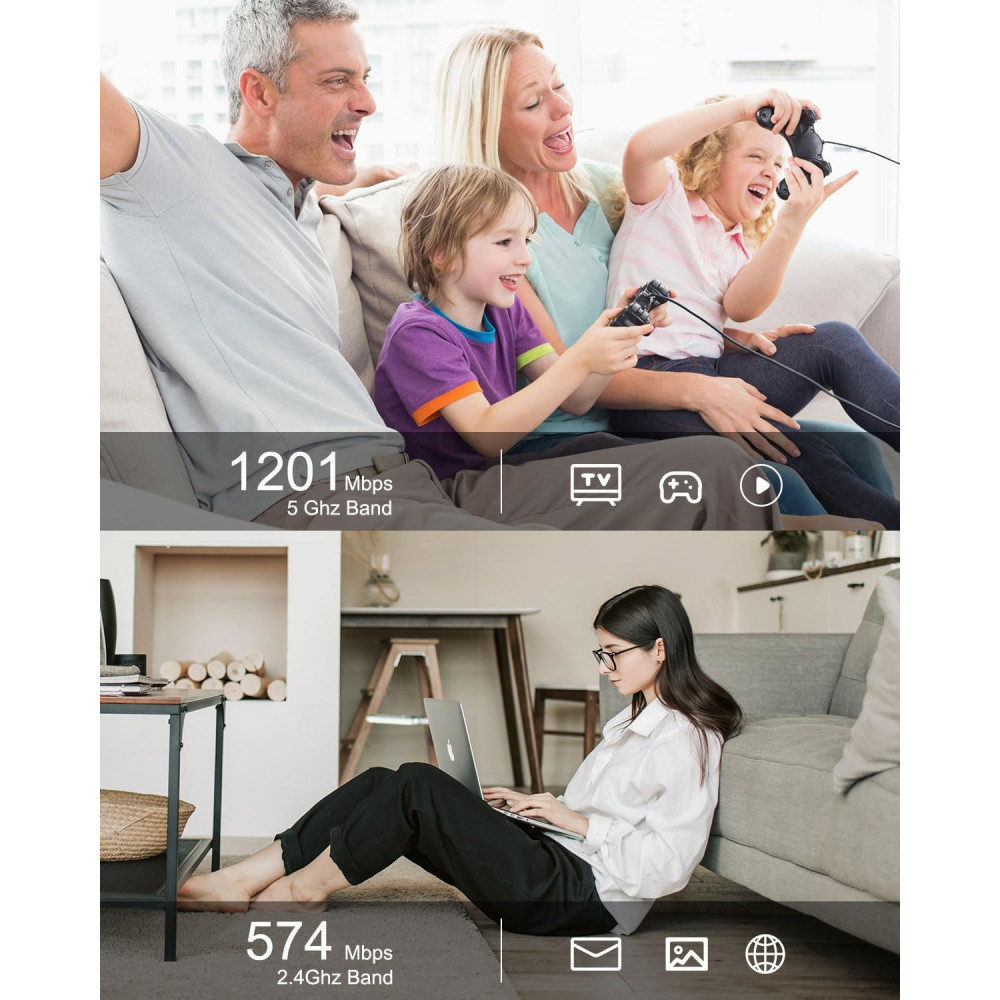 Wodgreat WiFi Bluetooth 5 0 адаптер USB 1800Мбітс 2 4G 5G AC Dual Band для ПК і ноутбука