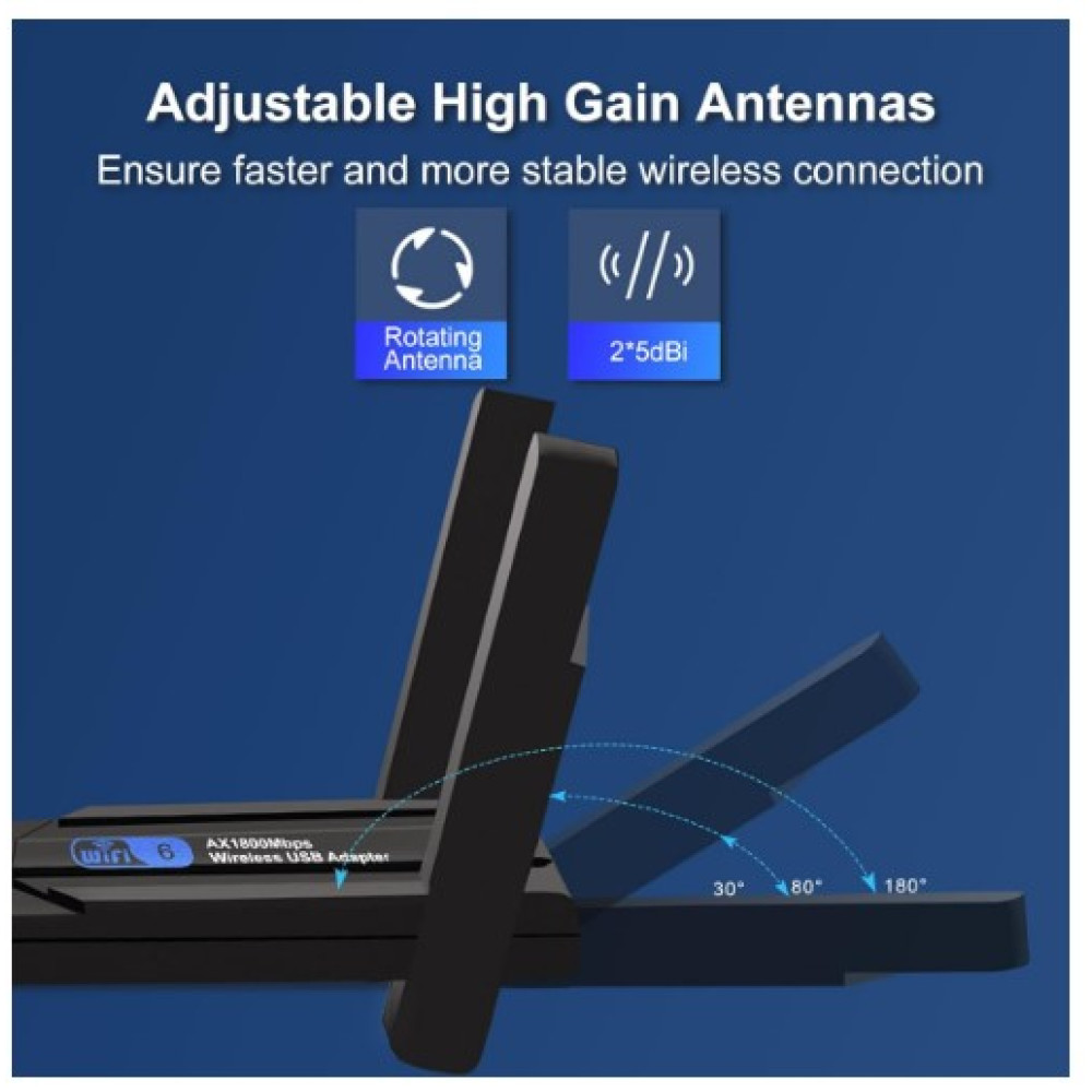 Wodgreat WiFi Bluetooth 5 0 адаптер USB 1800Мбітс 2 4G 5G AC Dual Band для ПК і ноутбука