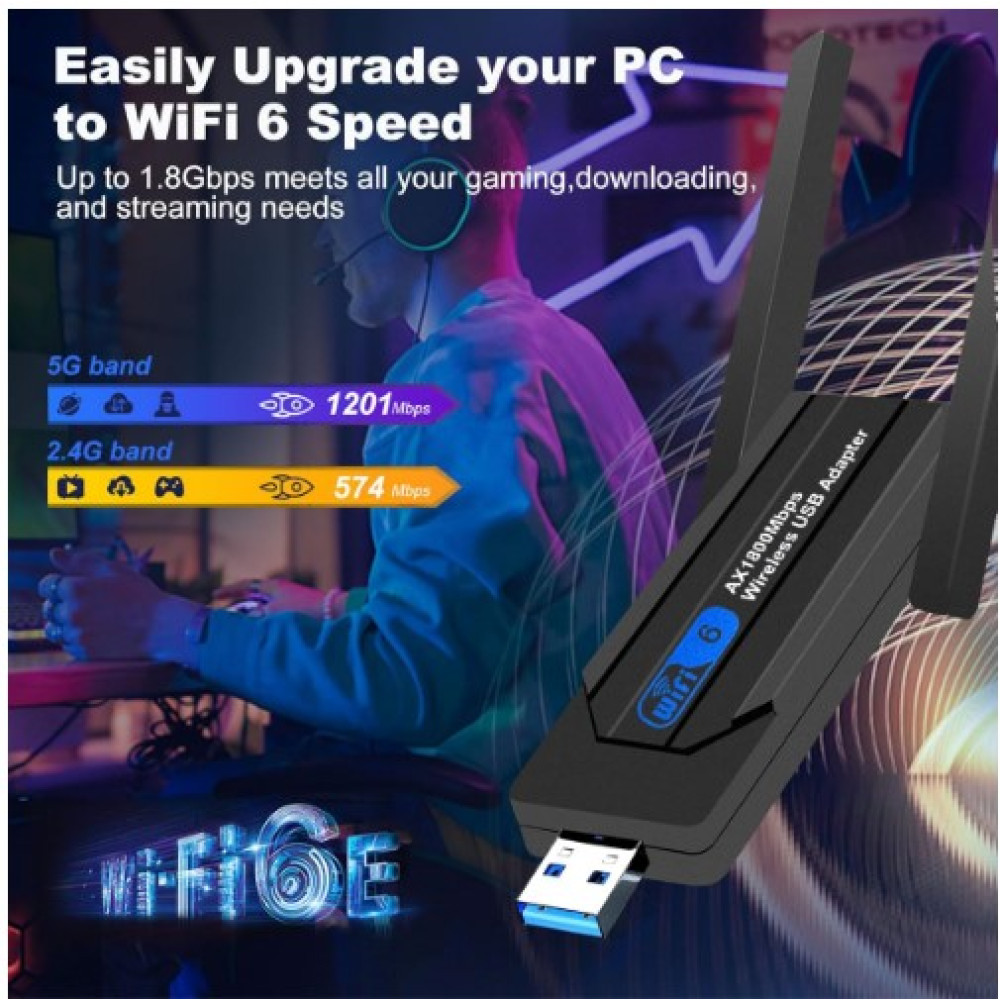 Wodgreat WiFi Bluetooth 5 0 адаптер USB 1800Мбітс 2 4G 5G AC Dual Band для ПК і ноутбука