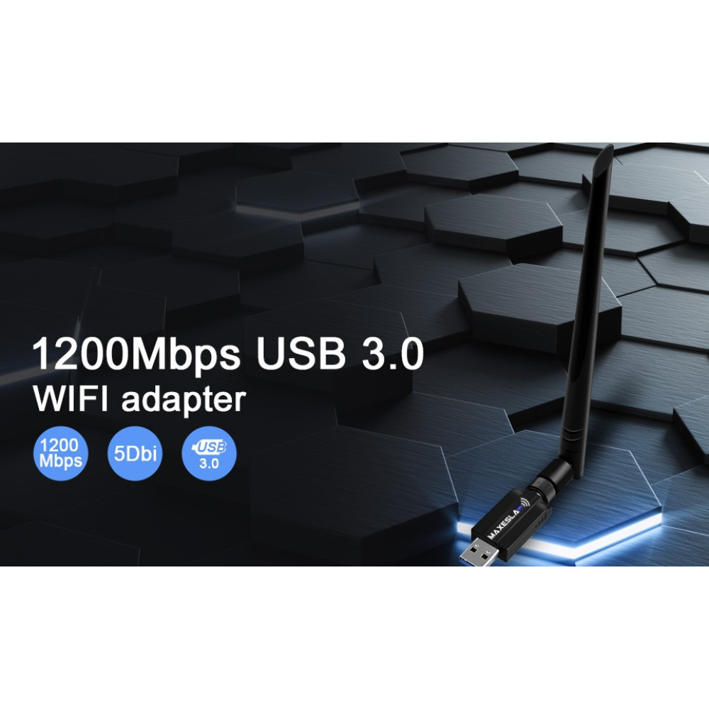 Wi-Fi сетевой адаптер Maxesla AC1200 USB 3 0 с мощной 5dBi антенной двухдиапазонный