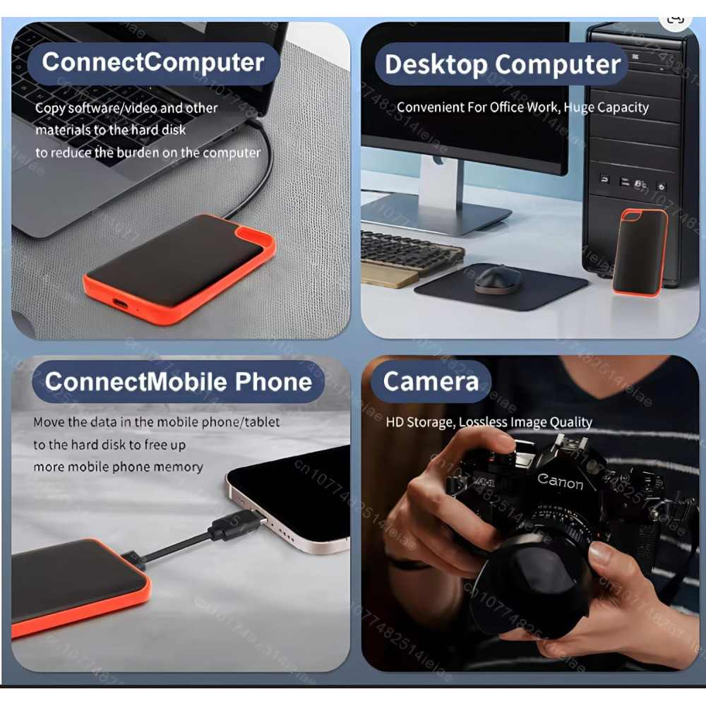 Портативный жесткий диск Genérico 2TB высокоскоростной с кабелем USB
