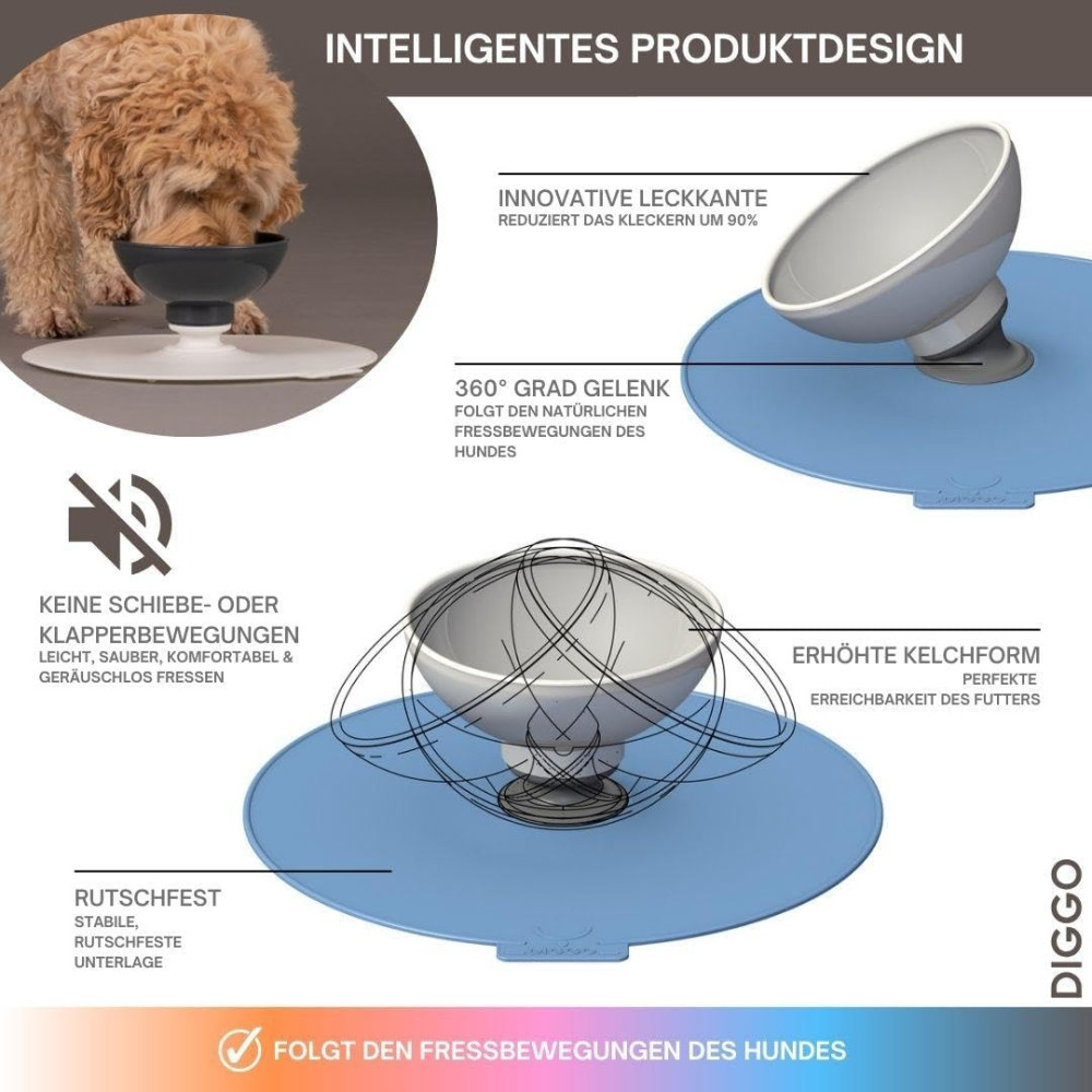 Миска для собак DIGGO 900 мл піднята з нековзкою основою