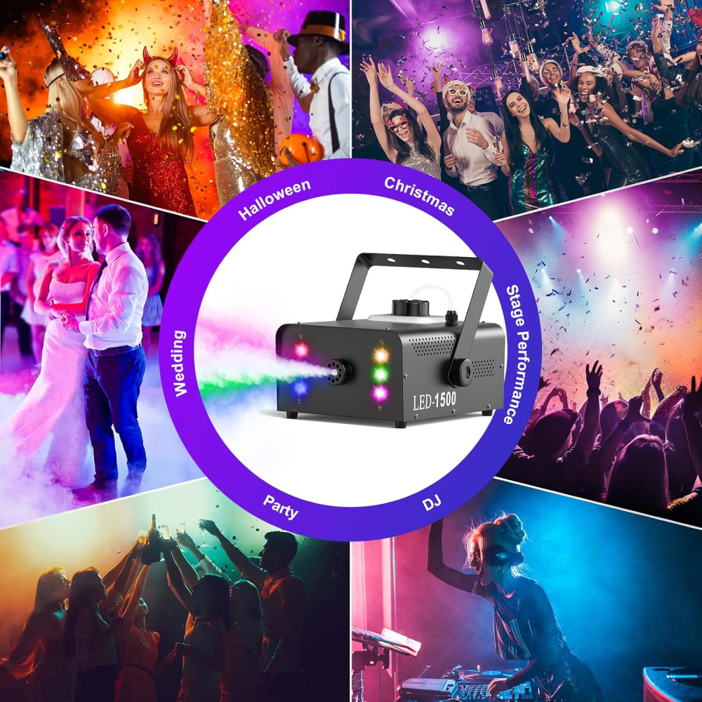 Дым-машина Oloaxolx 1500W с 6 RGB LED с дистанционным управлением и 1 л бак