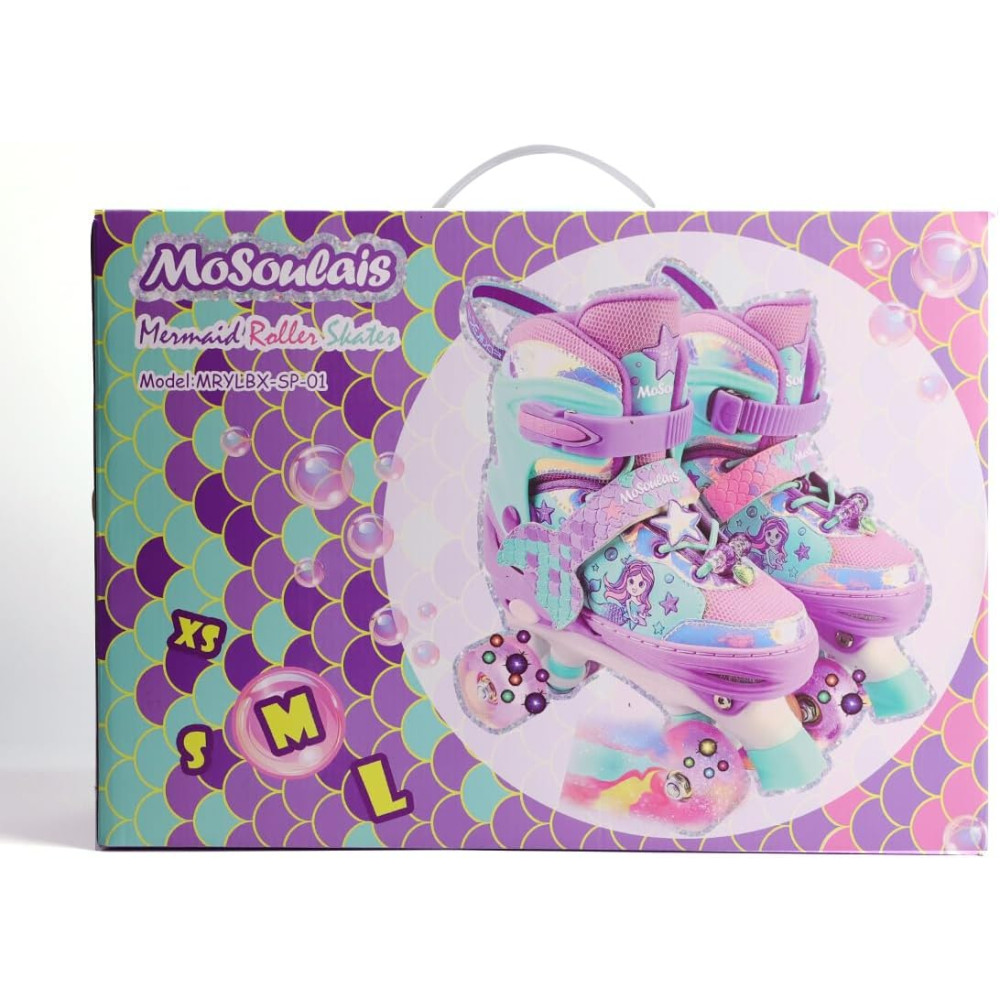 Ролики Mosoulais "Русалка", размер 26-29, мягкие, бесшумные колеса PU