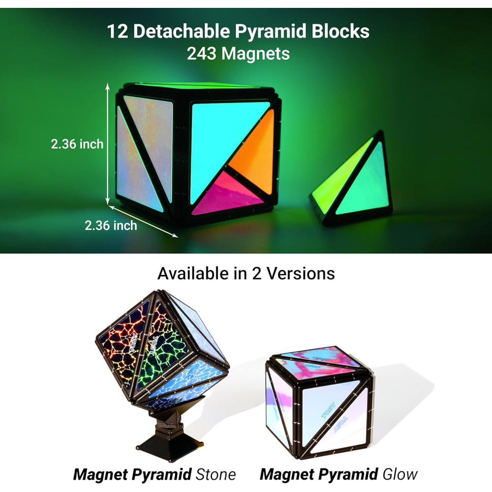 Магнітний конструктор TOSY Magnet Pyramid Glow світиться в темряві на 15 елементів