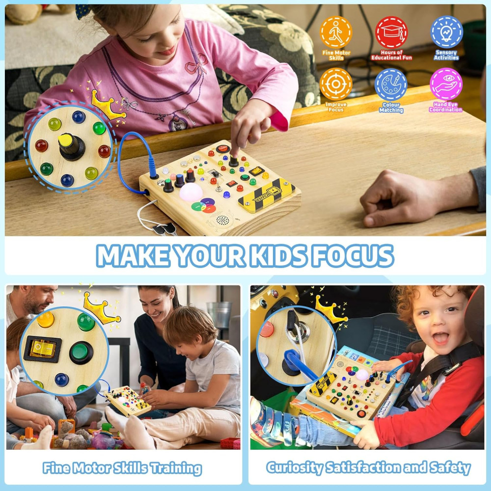 Развивающая сенсорная доска для детей от 1 до 4 лет Busy Board Montessori