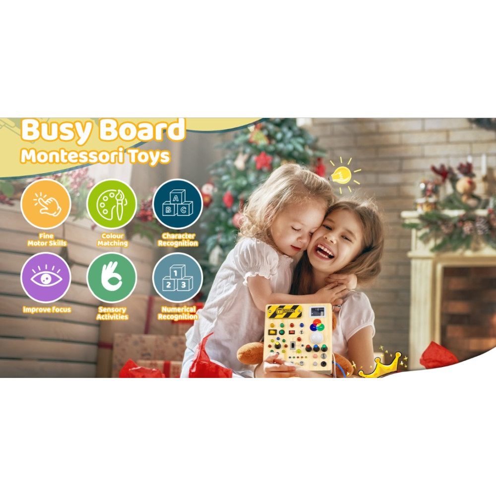 Развивающая сенсорная доска для детей от 1 до 4 лет Busy Board Montessori