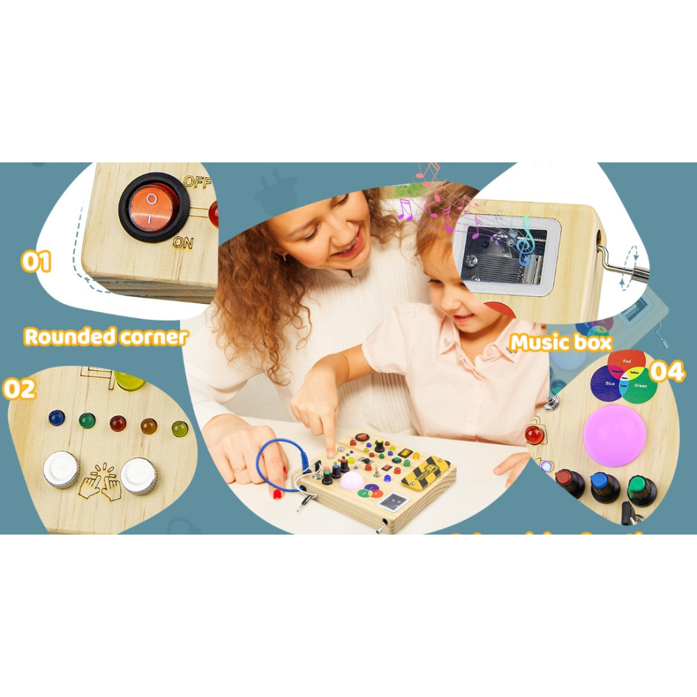 Развивающая сенсорная доска для детей от 1 до 4 лет Busy Board Montessori