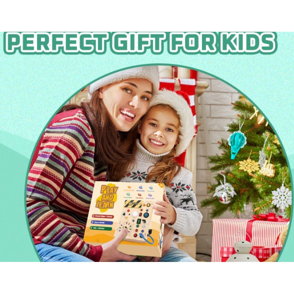 Розвивальна дошка Montessori з годинником і LED для дітей 1–3 роки