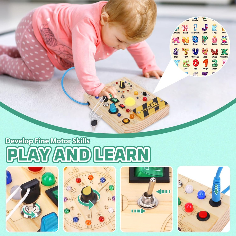 Розвивальна дошка Montessori з годинником і LED для дітей 1–3 роки