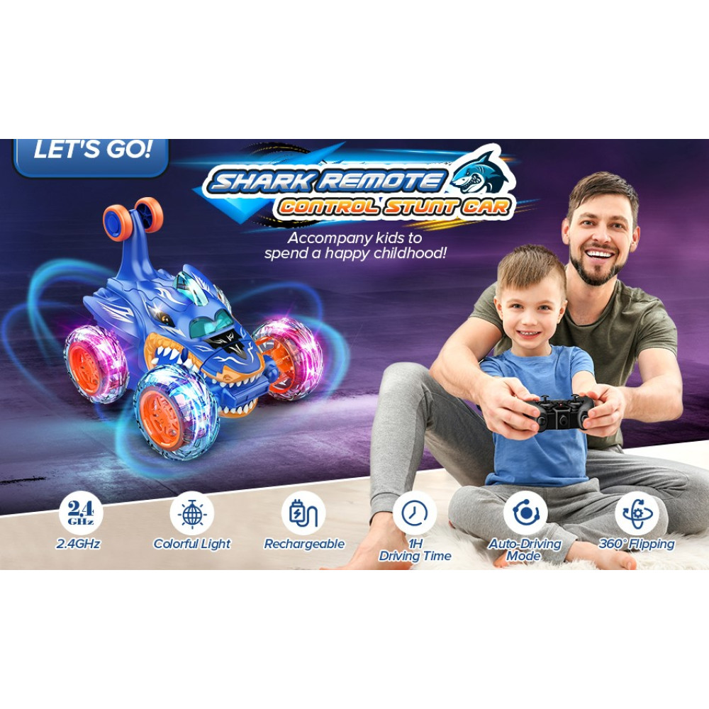 Радиоуправляемая трюковая машинка акула LET'S GO 360градусов