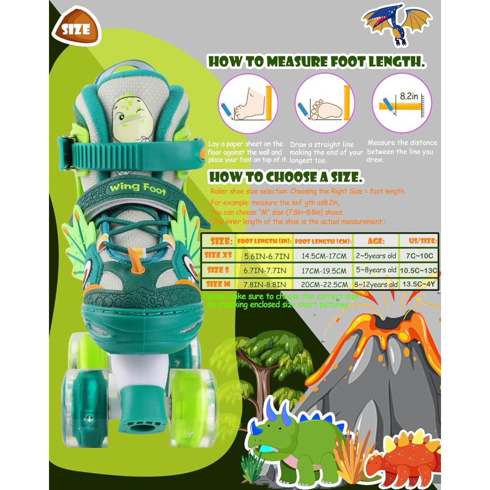 Ролики для детей WESKIFAN Dino Kids регулируемые от 26 до 29 размера