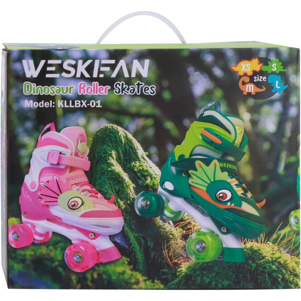 Ролики для детей WESKIFAN Dino Kids регулируемые от 26 до 29 размера