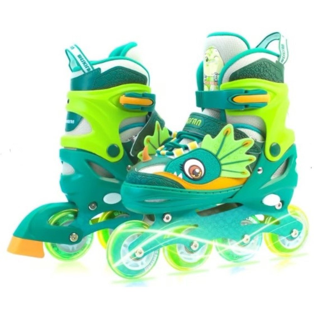 Ролики для детей WESKIFAN Dino Kids регулируемые от 26 до 29 размера