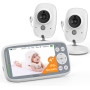 Видеоняня BOIFUN с 2 камерами 720P IPS экраном без Wi-Fi и двусторонняя связь