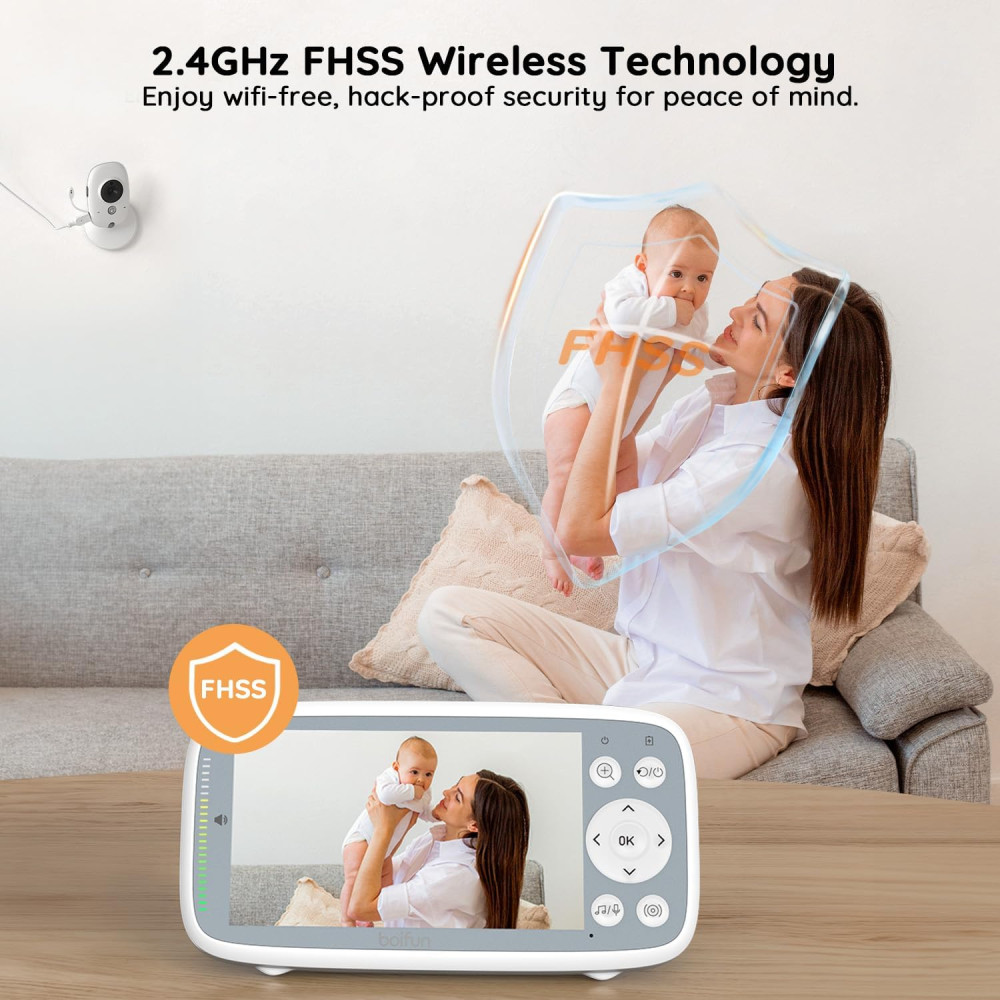 Видеоняня BOIFUN с 2 камерами 720P IPS экраном без Wi-Fi и двусторонняя связь