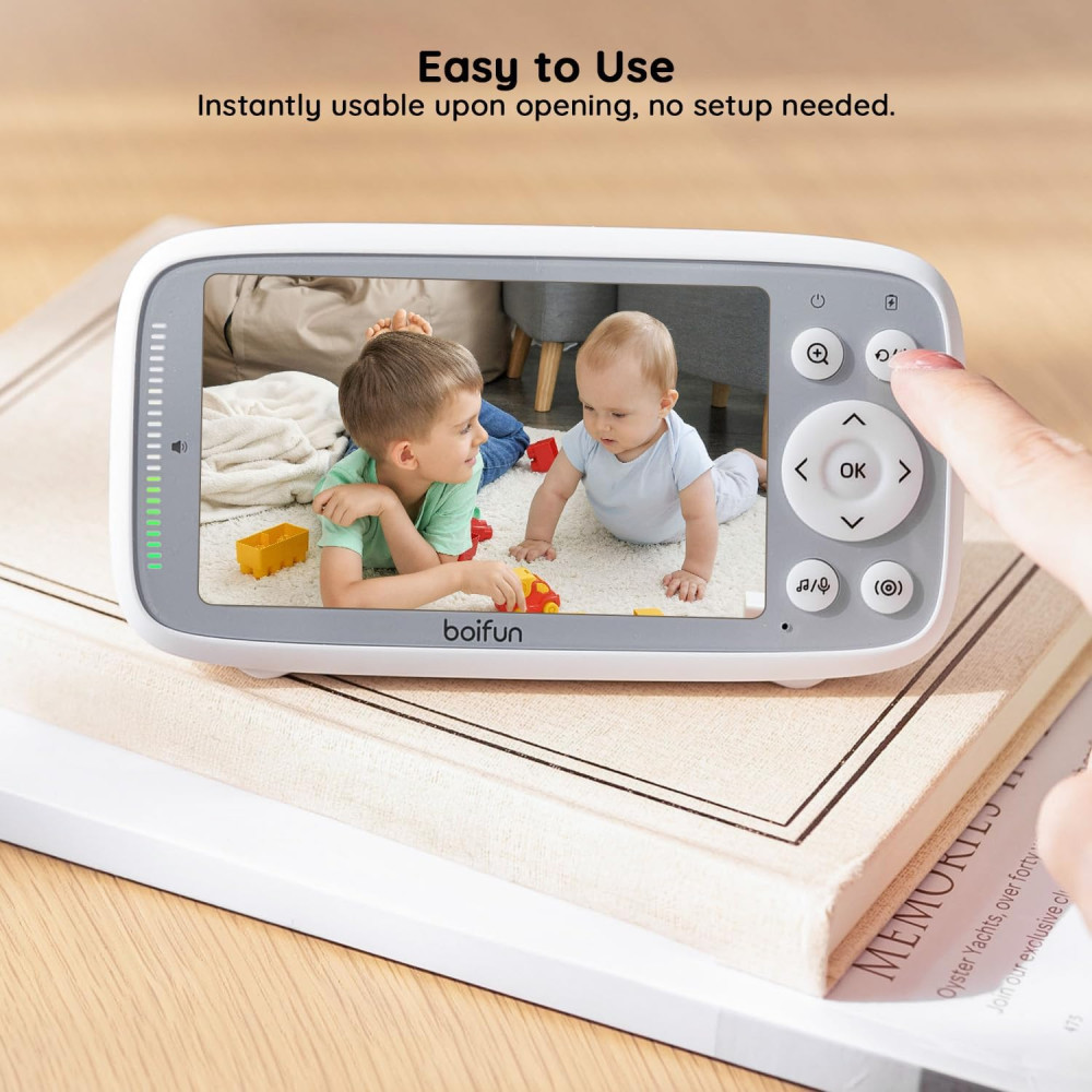 Видеоняня BOIFUN с 2 камерами 720P IPS экраном без Wi-Fi и двусторонняя связь