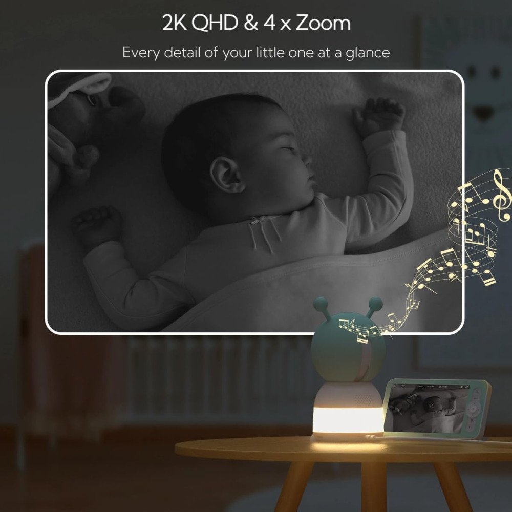 Беспроводная видеоняня 2K BOIFUN WiFi 360° камера с ночным светом и аккумулятор 3000мАч