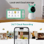 Беспроводная видеоняня 2K BOIFUN WiFi 360° камера с ночным светом и аккумулятор 3000мАч