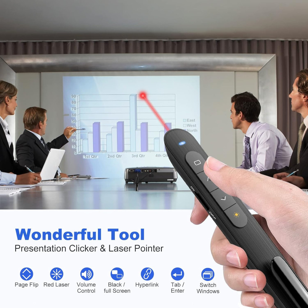Кликер PPTSLID R78 для презентаций PowerPoint с лазерной указкой, для Mac, Keynote, компьютера, ноутбука