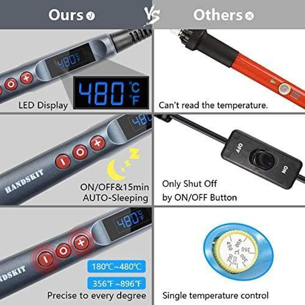 Паяльник RFElettronica 90W LED 220V з регулюванням температури та 3 додаткові жала