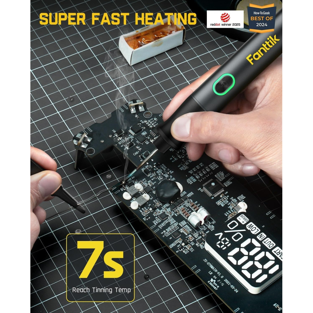 Паяльник аккумуляторный Fanttik беспроводной набор для пайки 200 450°C 4 жала Type C