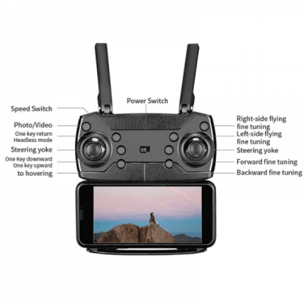 Квадрокоптер E88 PRO Black – дрон с 4K камерой до 20 мин. полета + кейс 