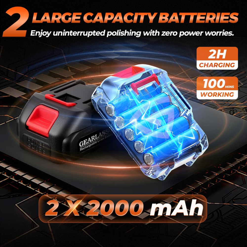 Аккумуляторная полировальная машинка GEARLASSO 21В 2800–6000 об в мин