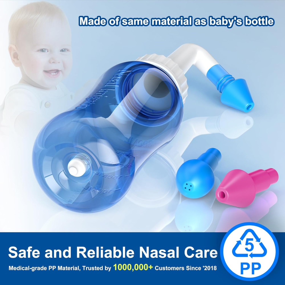 Бутылка для промывания носа MAOEVER Yt-300 Neti Pot, 300 мл с 30 пакетиками соли для промывания носа (синего цвета)