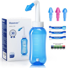 Бутылка для промывания носа MAOEVER Yt-300 Neti Pot, 300 мл с 30 пакетиками соли для промывания носа (синего цвета)