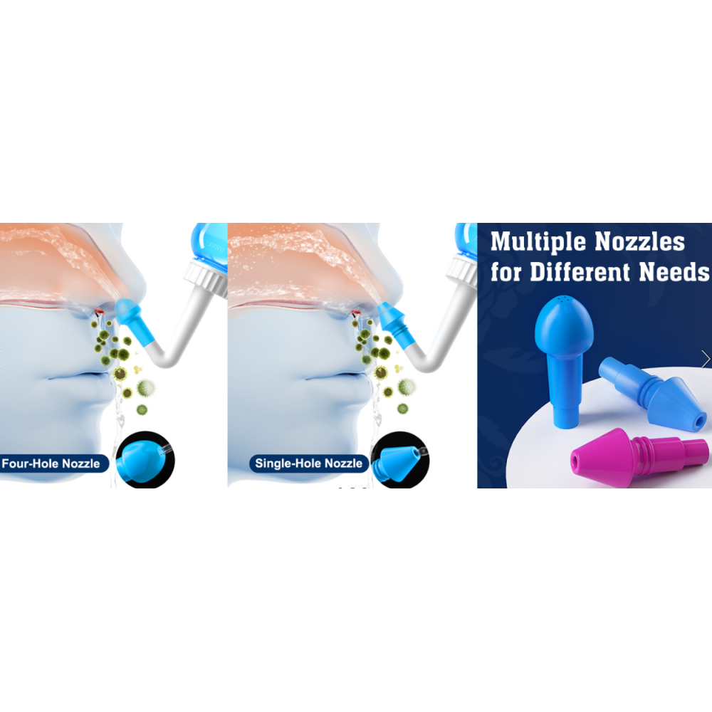 Бутылка для промывания носа MAOEVER Yt-300 Neti Pot, 300 мл с 30 пакетиками соли для промывания носа (синего цвета)