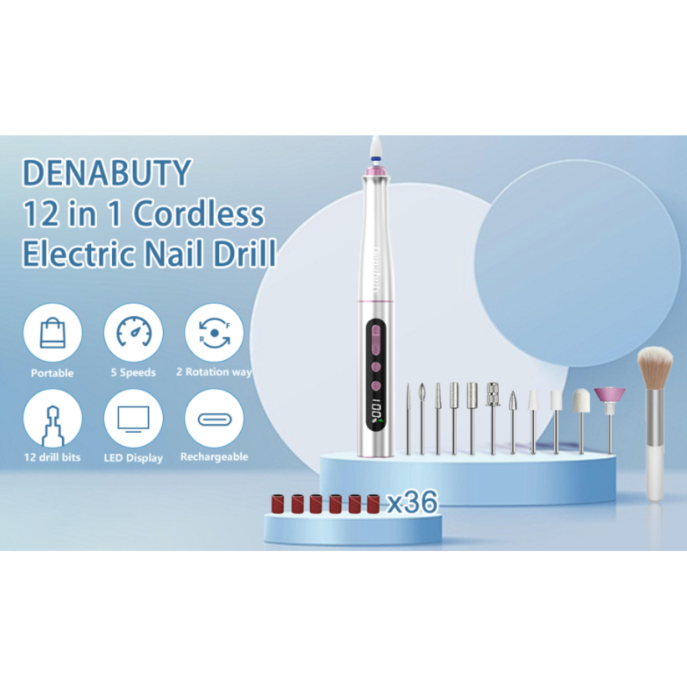 Фрезер для маникюра Denabuty DN-2402, 35000 об/мин, для снятия акрила и геля, с 5 скоростями