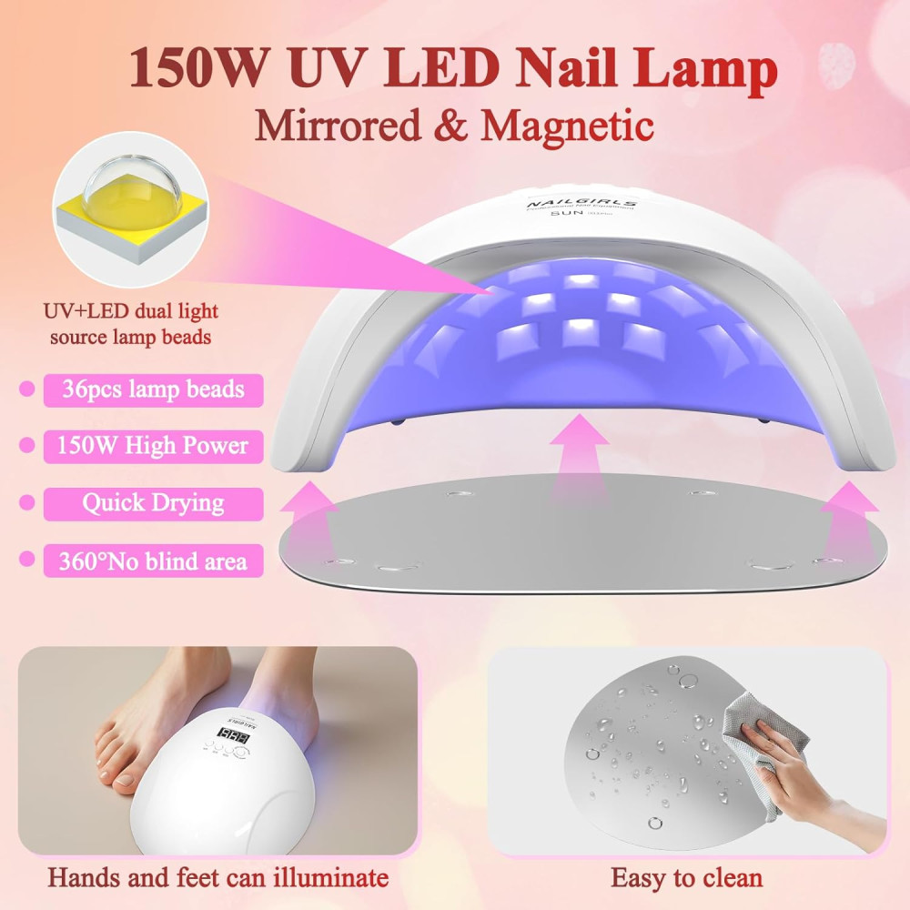 UV LED Лампа для ногтей NAILGIRLS 150 Вт с 4 таймерами и авто сенсором