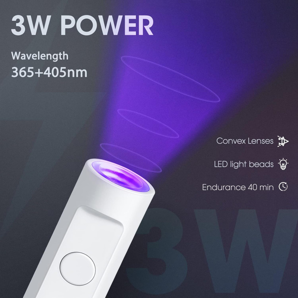 Ультрафиолетовая мини лампа для ногтей mlogiroa 3W с USB зарядкой и аккумулятором 180 мАч