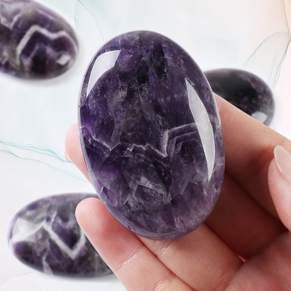 Натуральный камень CASMON Amethyst овальный 60x40x20 мм для массажа медитации и декора