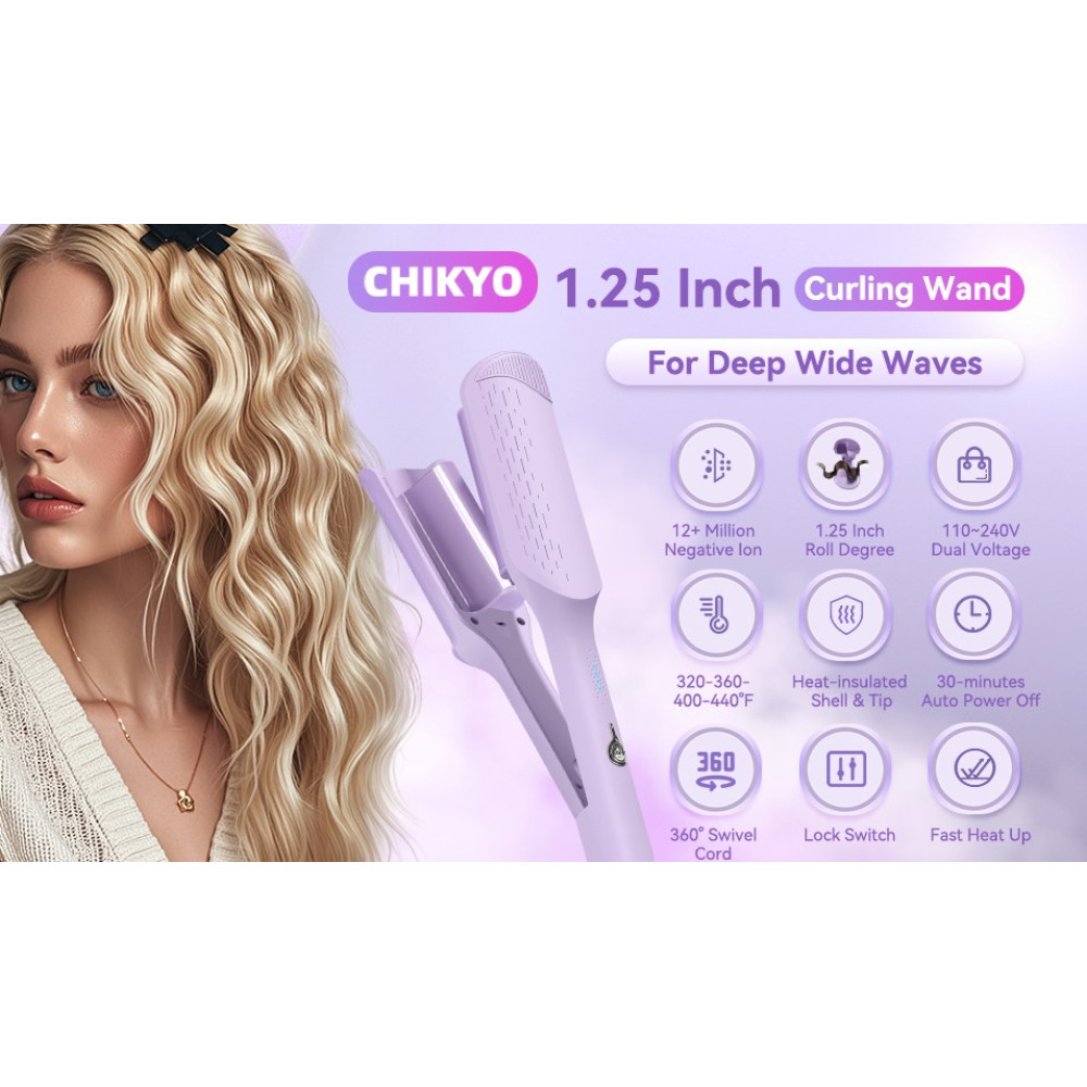 Плойка для волос Chikyo 32 мм двойная с ионизацией 4 температуры