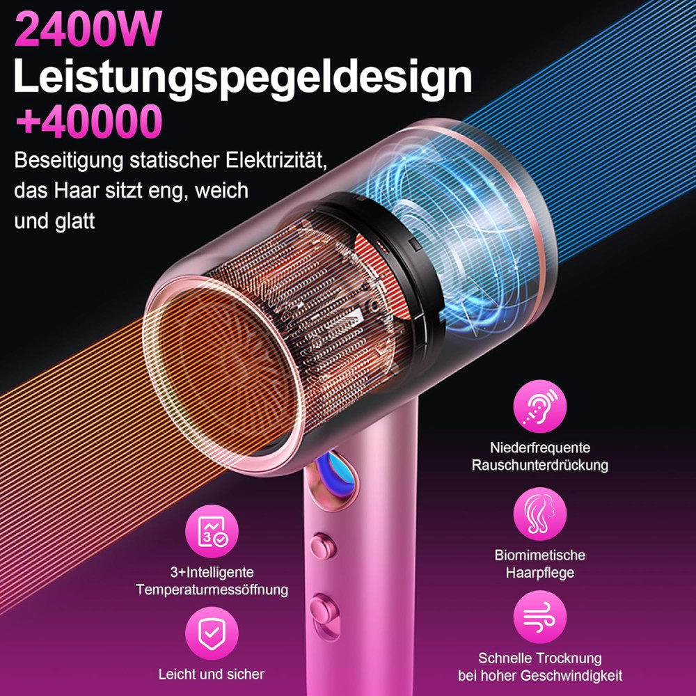 Профессиональный фен для волос Tisoutec 2400 W с ионизацией и AC мотором