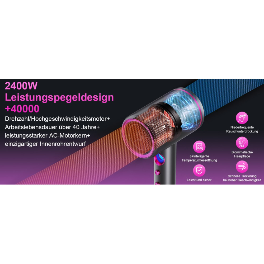 Профессиональный фен для волос Tisoutec 2400 W с ионизацией и AC мотором