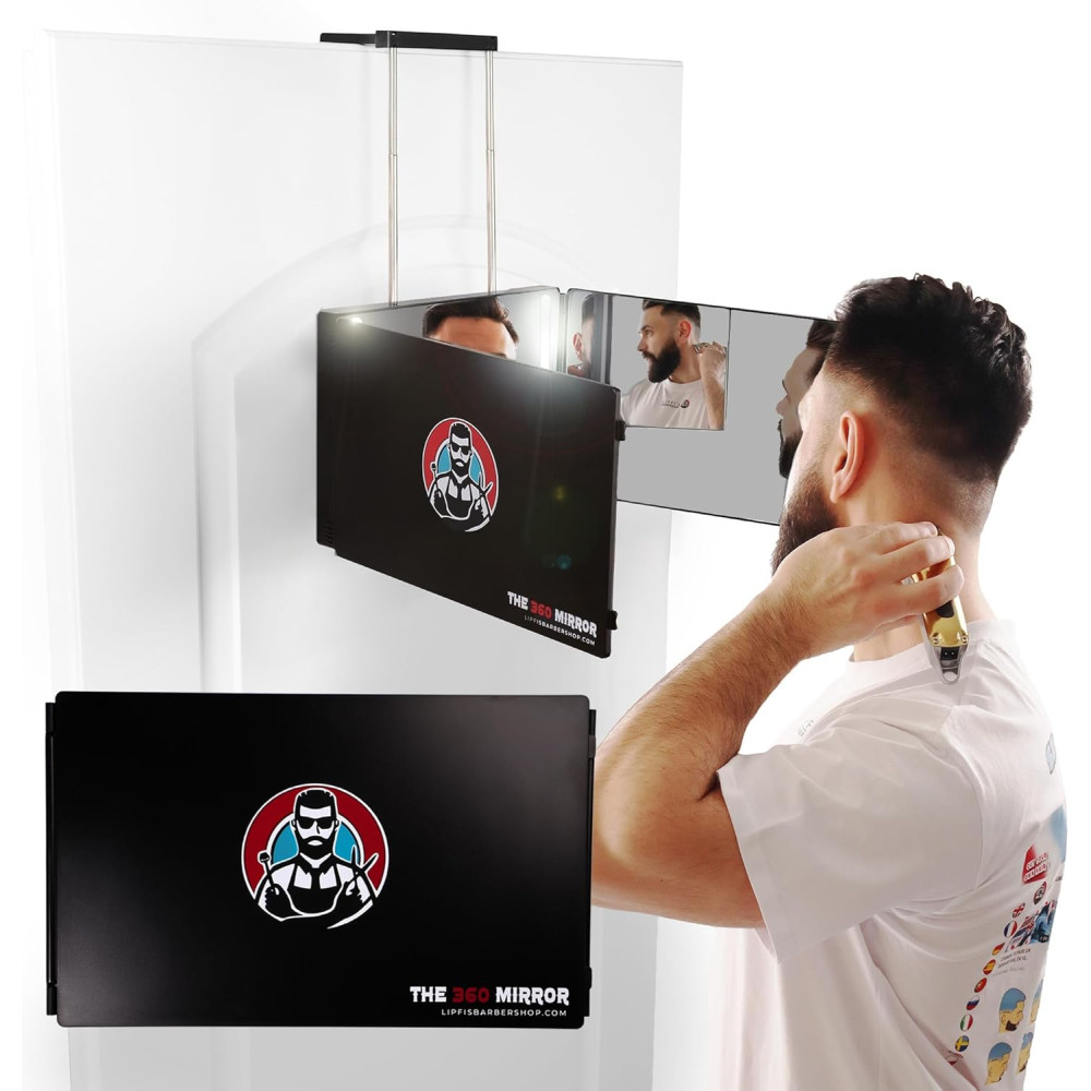 Зеркало для стрижки 3в1 LIPFISBARBERSHOP трехстороннее с LED подсветкой