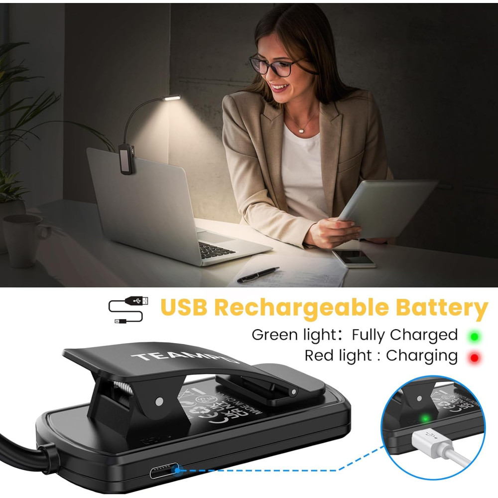 Лампа для чтения TEAMPD, заряжаемая от USB, 3 режима