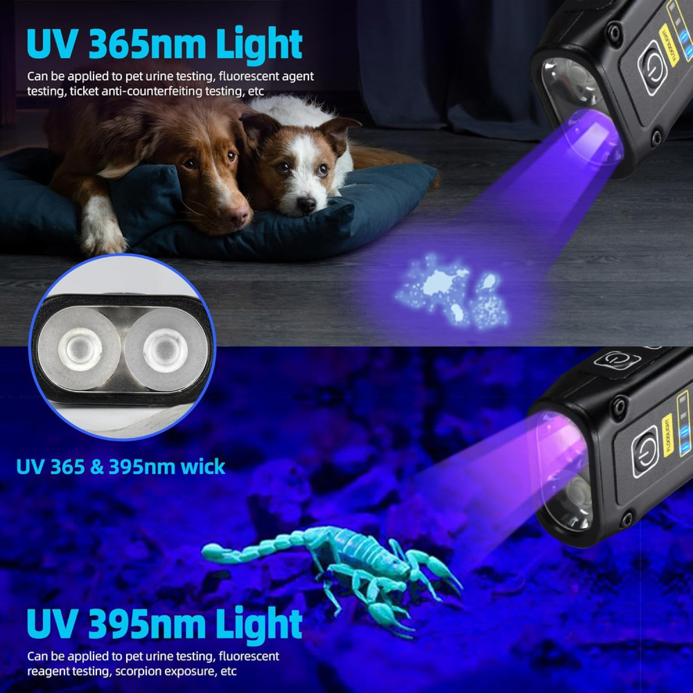 Фонарь DARKBEAM Dual UV 365 нм и 395 нм, черный, перезаряжаемый, питание от аккумулятора