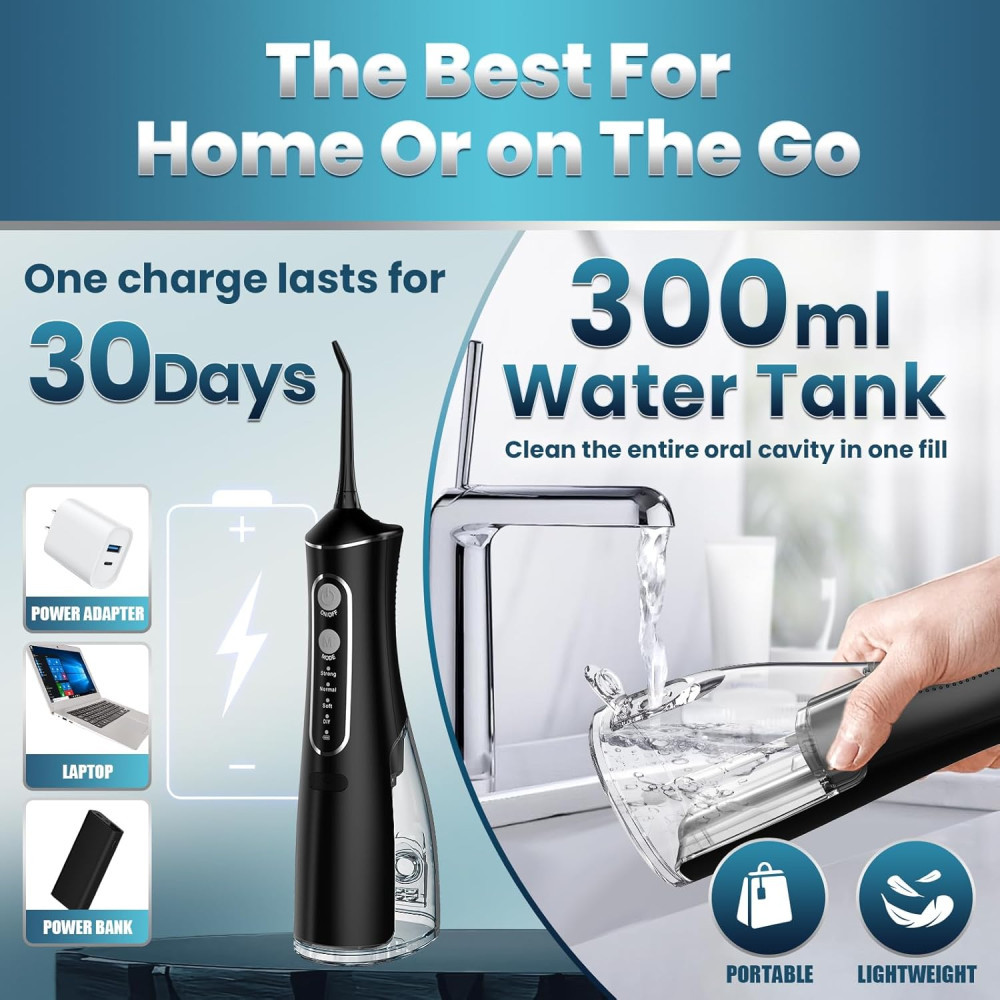 Портативный ирригатор для зубов OasiSmile L8 300 мл 4 режима IPX7 с насадками