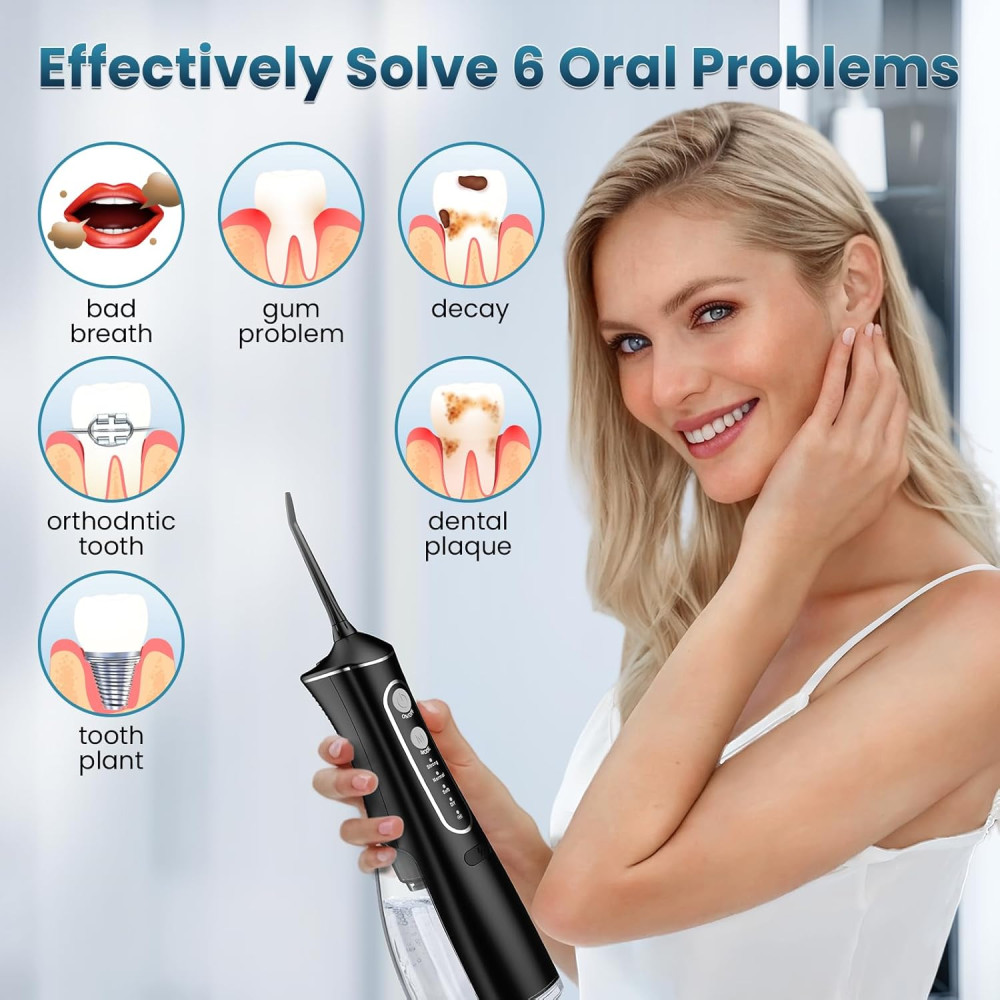 Портативный ирригатор для зубов OasiSmile L8 300 мл 4 режима IPX7 с насадками
